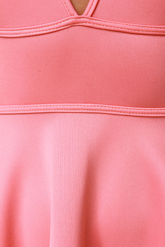 Cute Coral Pink Dress - Skater Dress - Sleeveless Dress - $40.00