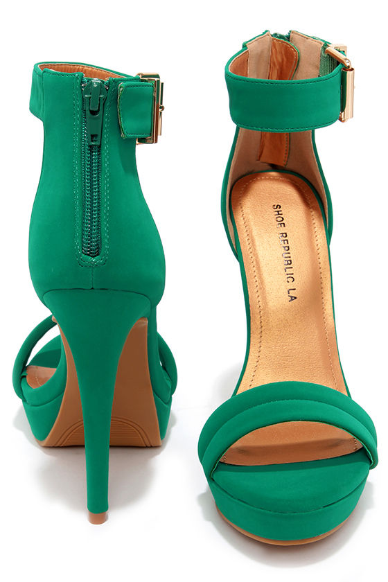 jade green high heels