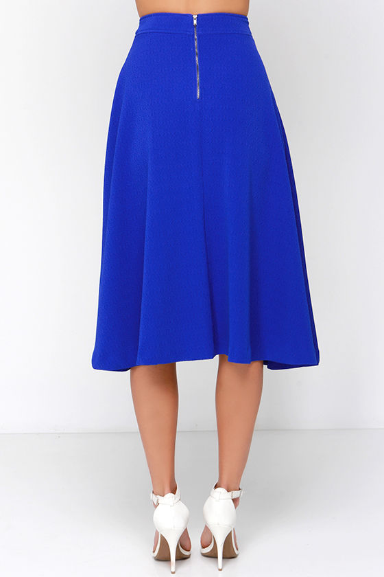 cobalt midi skirt