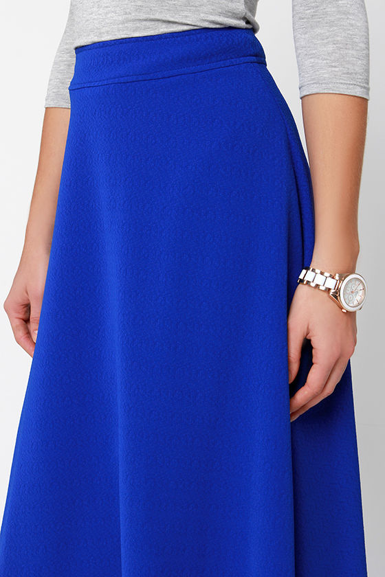 cobalt midi skirt