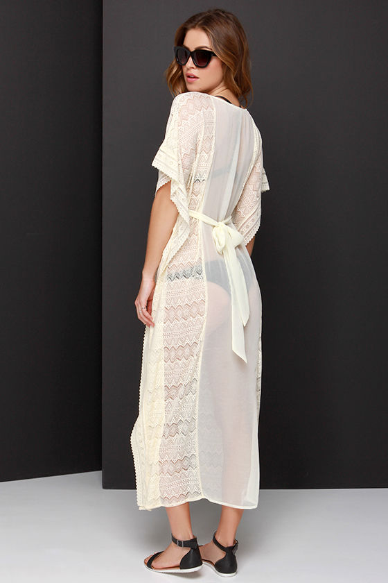 Lovely Cream CoverUp Lace CoverUp Maxi CoverUp 43.00