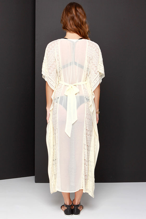 Lovely Cream CoverUp Lace CoverUp Maxi CoverUp 43.00
