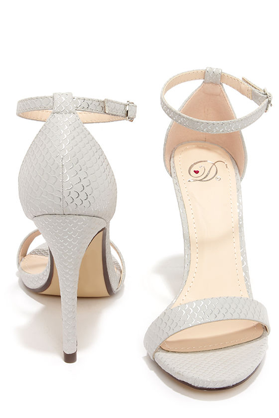 Cute Silver Heels Ankle Strap Heels Single Strap Heels 24.00