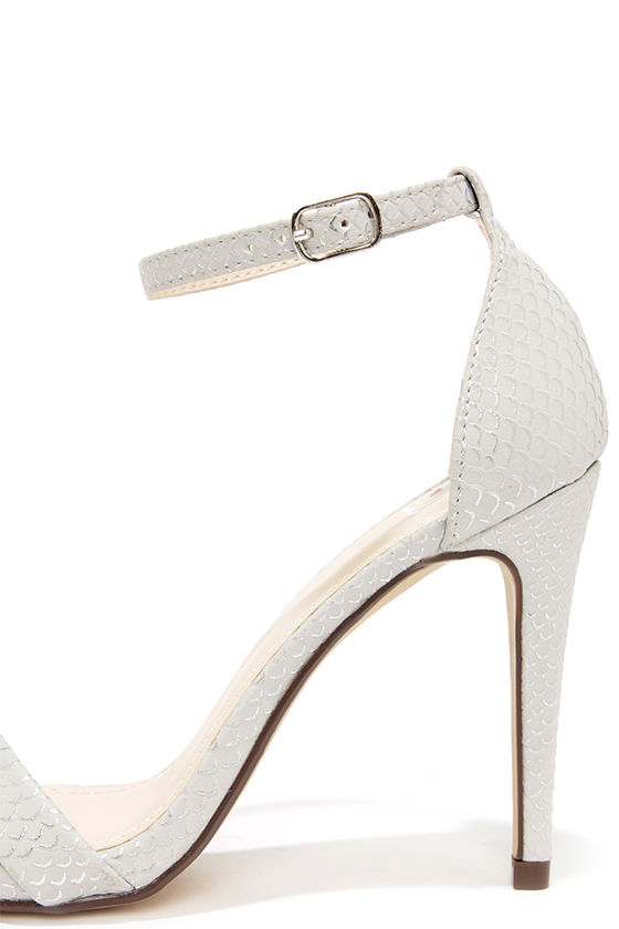 silver closed toe ankle strap heels