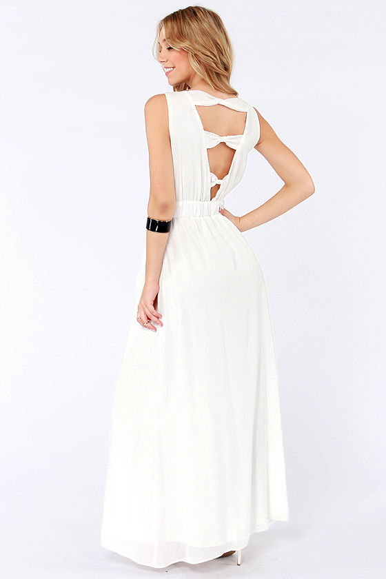 Pretty Ivory Dress Maxi Dress Embroidered Dress 55.00