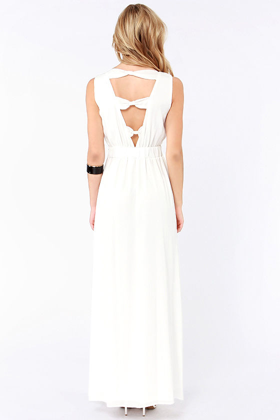 Pretty Ivory Dress Maxi Dress Embroidered Dress 55.00