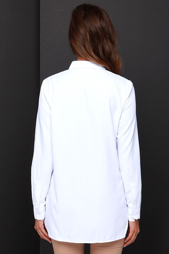 Chic Ivory Top - Long Sleeve Top - Button-Up Top - $64.00