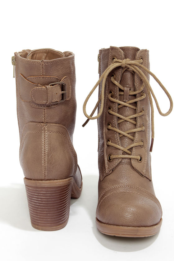 taupe lace boots