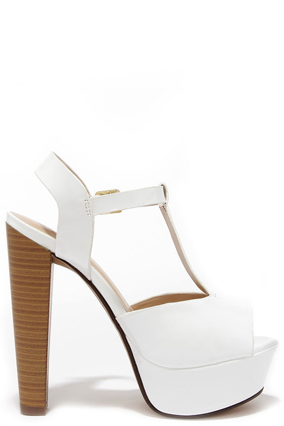 white leather platform heels