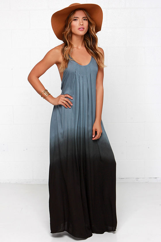 Blue Dress - Ombre Dress - Maxi Dress - Dip-Dye Dress - $64.00
