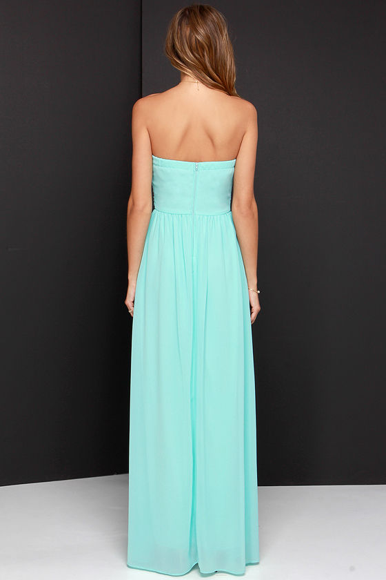 Lovely Aqua Dress Strapless Dress Maxi Dress 68.00