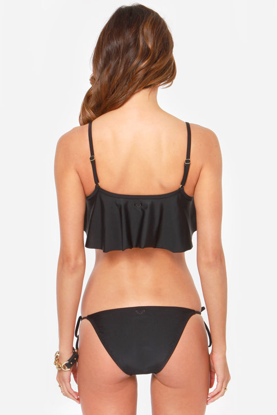 Roxy Cropped Tankini Black Bikini Ruffle Bikini 80.00