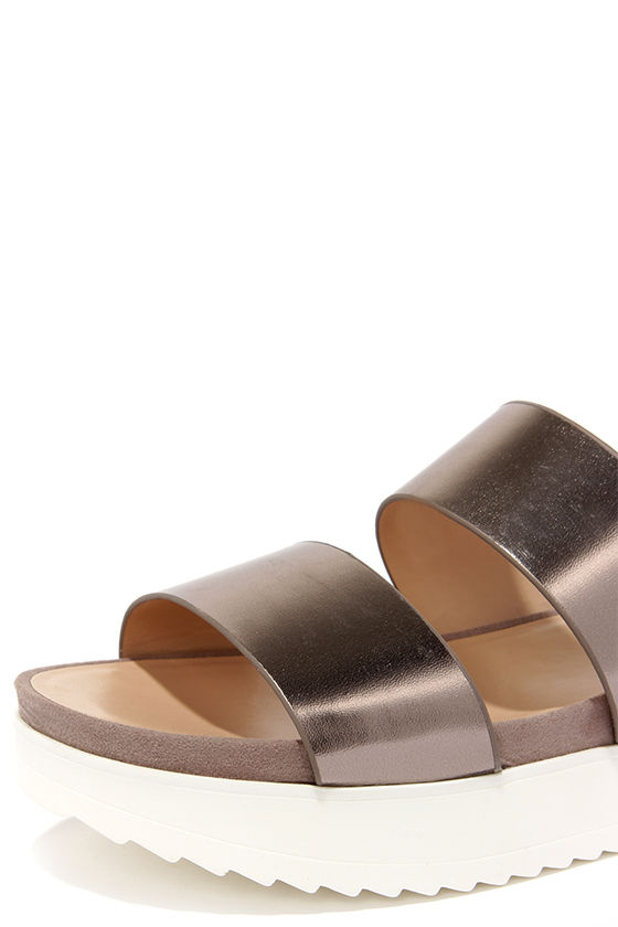 pewter flat sandals