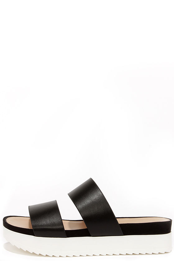 Cute Black Sandals - Flatform Sandals - Slide Sandals - $49.00