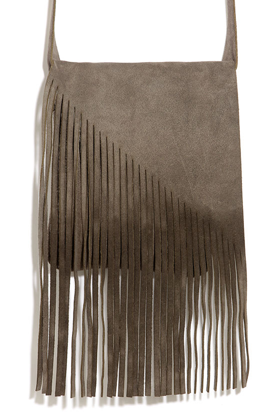 Cute Grey Purse Suede Purse Leather Purse Fringe Purse 74.00
