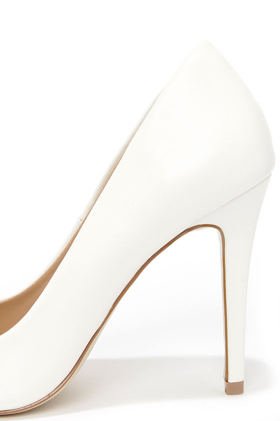 Pretty White Heels - Pointed Pumps - Ankle Strap Heels - $35.00