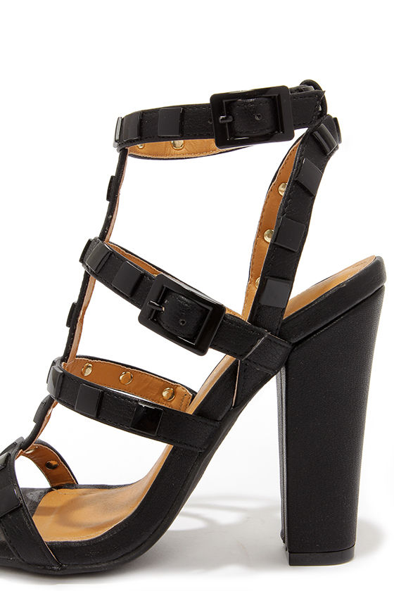 black platform heels with studs