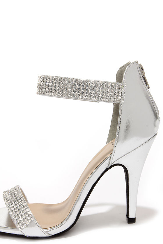 Lovely Silver Heels - Rhinestone Heels - Single Sole Heels - $32.00