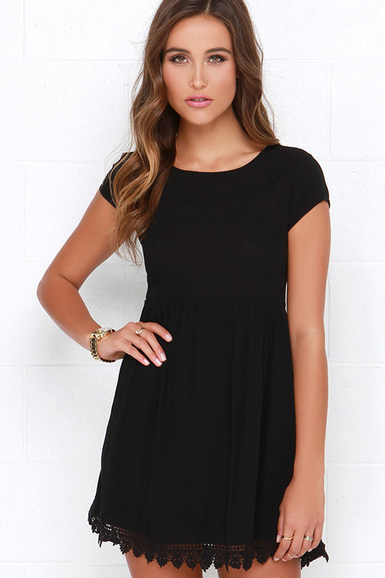 short sleeve black babydoll dress