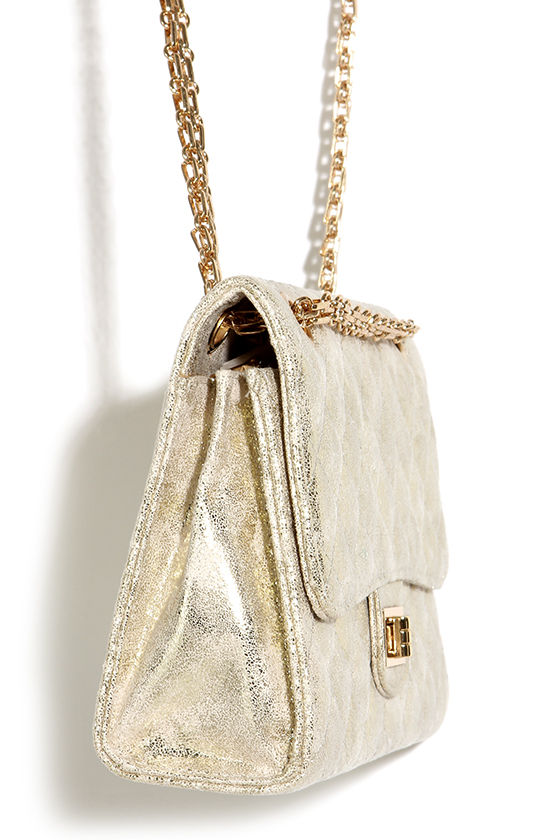 Lovely Gold Purse Quilted Purse Gold Chain Purse 39.00