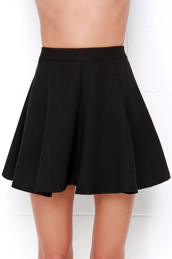 Cute Black Skirt HighWaisted Skirt Skater Skirt 34.00