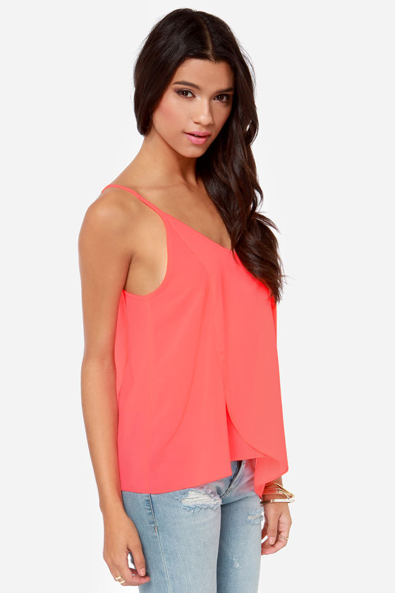 Cute Neon Coral Top - Tank Top - Camisole - Pink Top - $36.00
