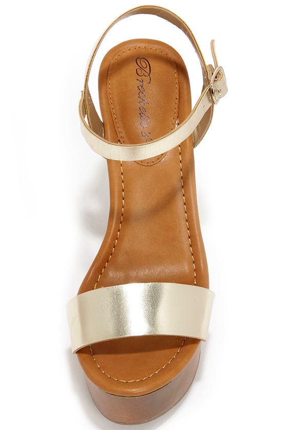 Cute Platform Wedges - Gold Shoes - Wedges Sandals - $30.00
