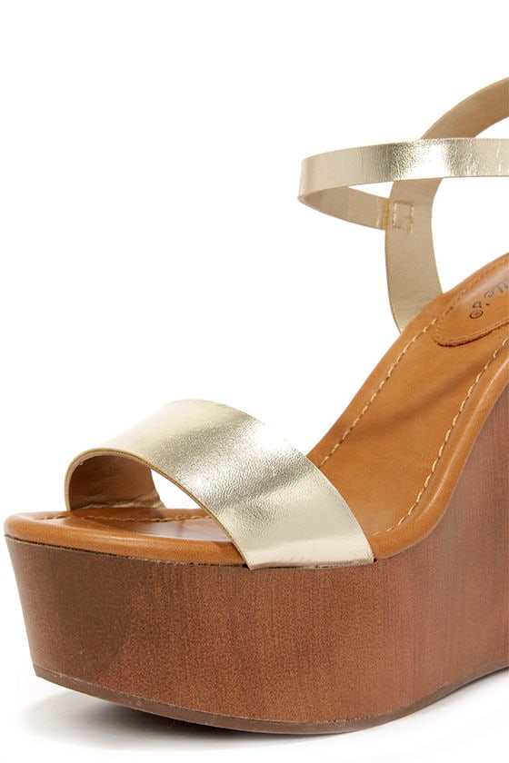 Cute Platform Wedges - Gold Shoes - Wedges Sandals - $30.00