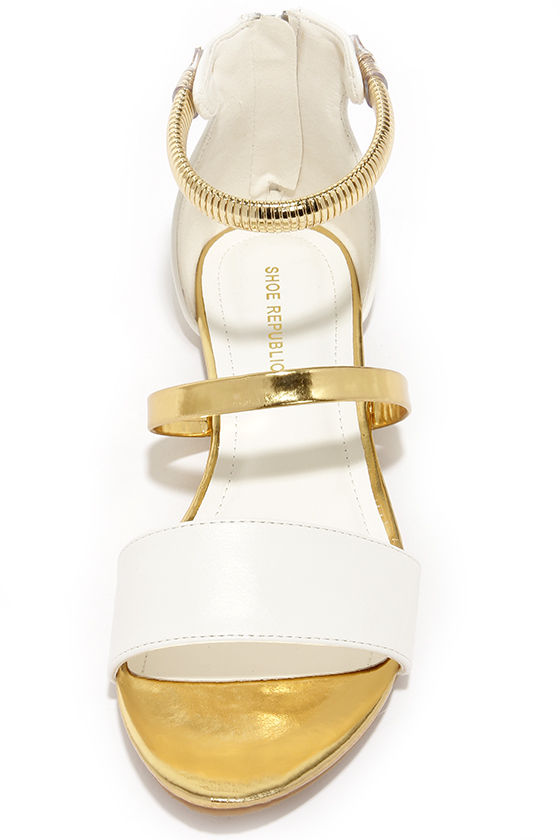 off white large strap flat sandals