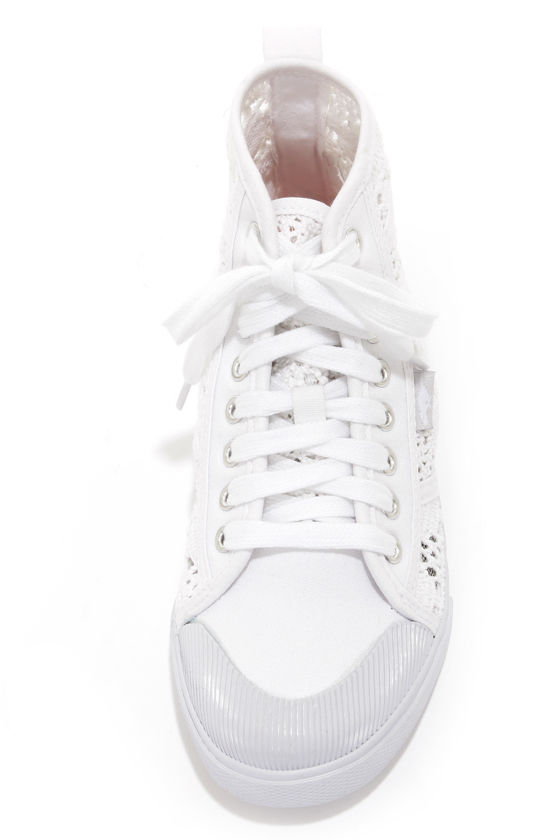 Cute White Shoes - Lace-Up Sneakers - Crochet Shoes - Lace Shoes - $47.00