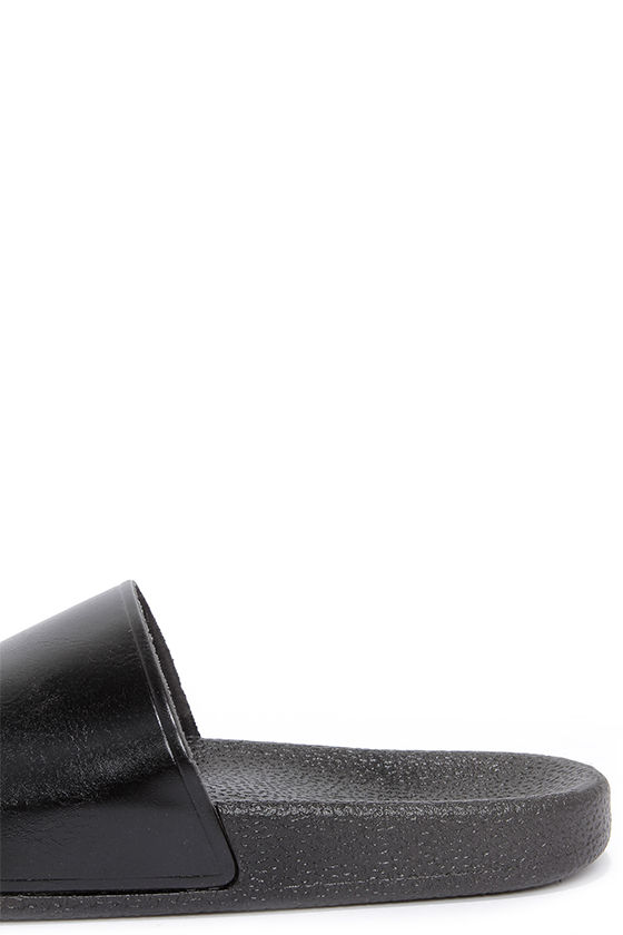 Cute Black Sandals - Slide Sandals - Flat Sandals - $12.00