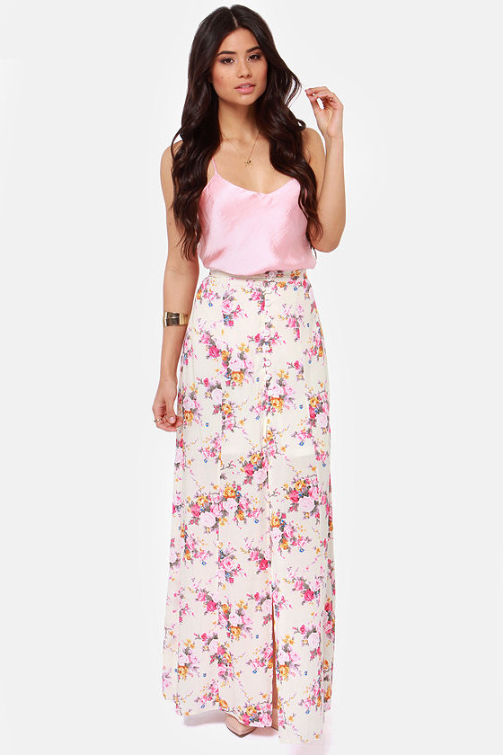 cream floral maxi