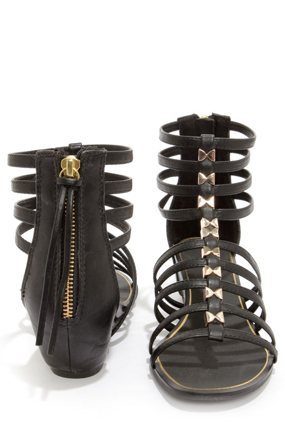 Stylish Gladiator Sandals - Black Sandals - Black Wedges - $59.00