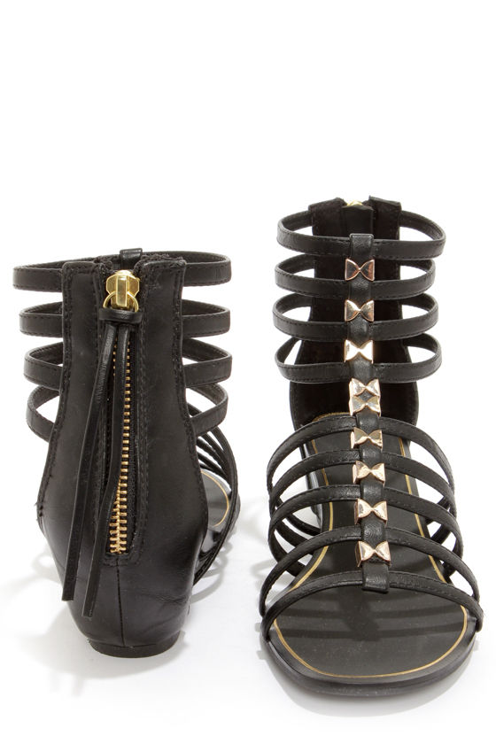 black gladiator sandals wedge