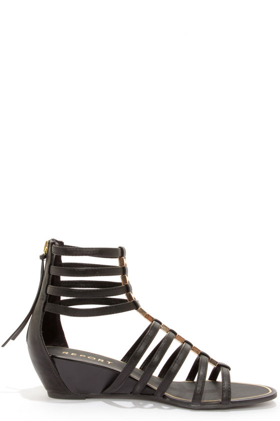 black gladiator sandals wedge