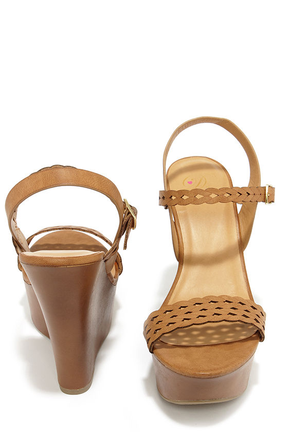 tan platform wedge