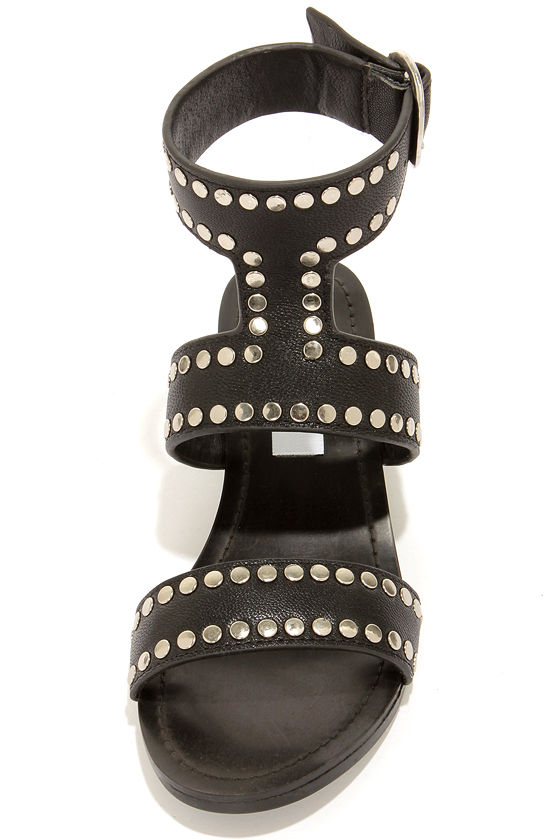 black studded sandals heels