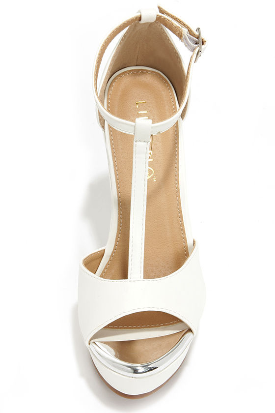 Pretty White Wedges - Peep Toe Wedges - Platform Wedges - $40.00