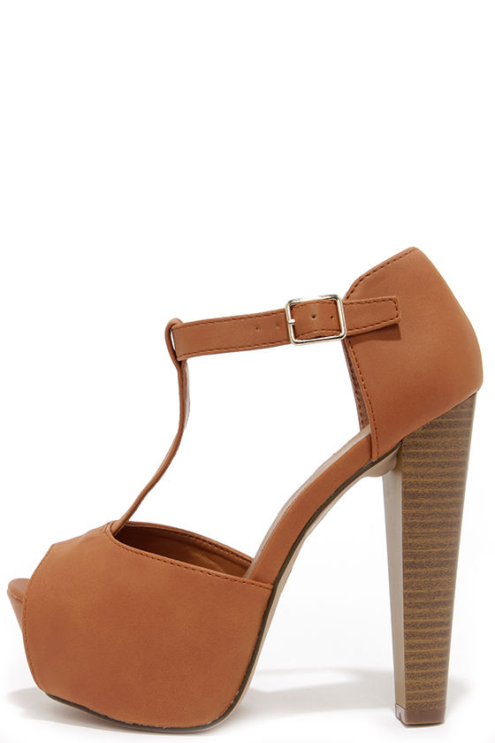 platform tan heels