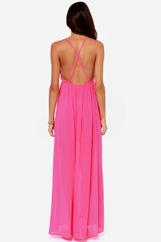 Sexy Fuchsia Dress - Backless Dress - Maxi Dress - $45.00