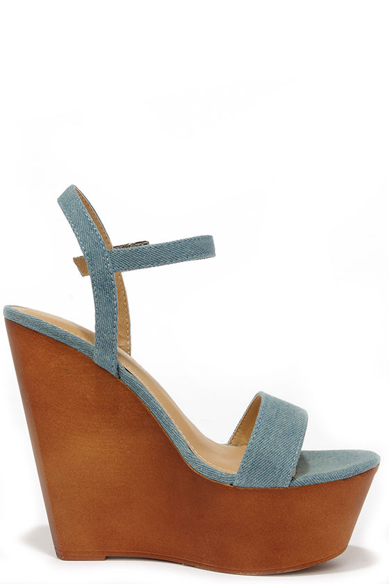 denim platform wedges