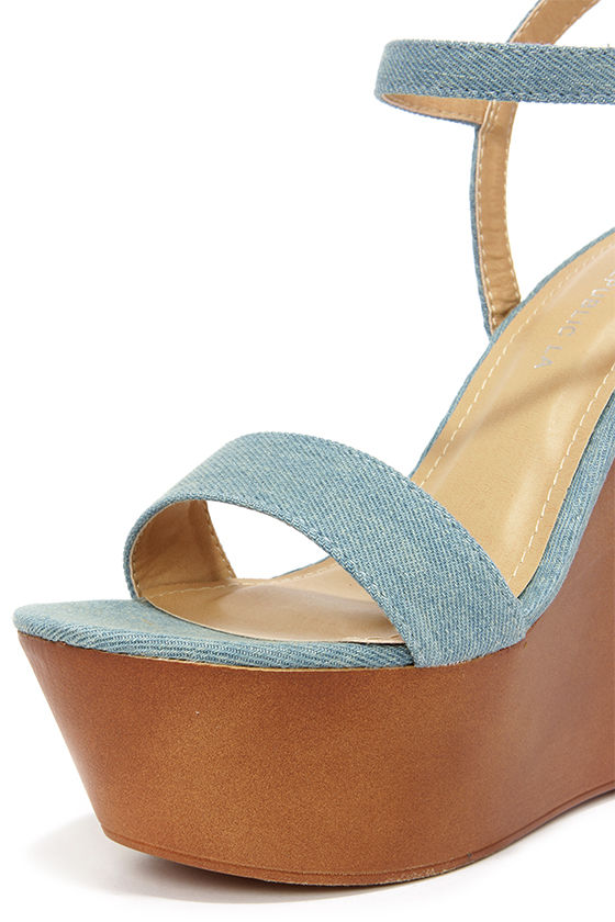 denim platform wedges
