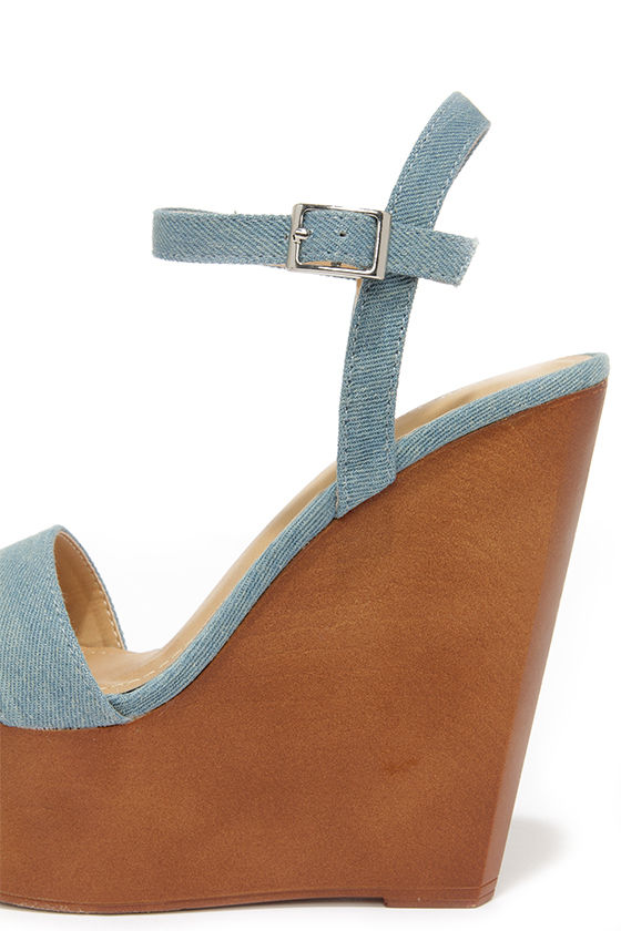 denim platform wedges