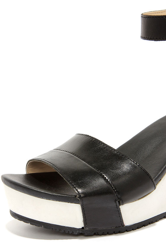 black & white wedge sandals