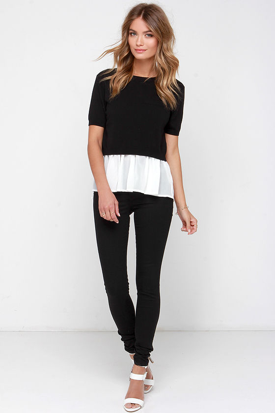 Cool Ivory and Black Top - Layered Top - Two-Piece Top - $54.00