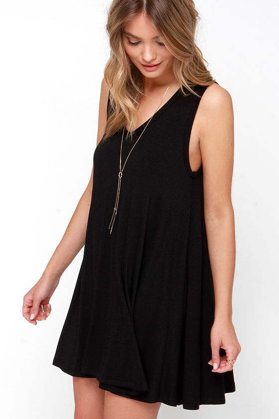 Black Dress - Swing Dress - Sleeveless Dress - $39.00