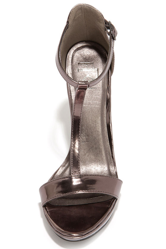 pewter high heel sandals