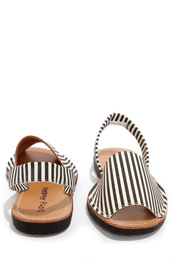 Cute Striped Sandals - Black and White Sandals - $39.00