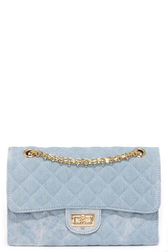 Cute Denim Purse Light Blue Purse Quilted Purse 34.00