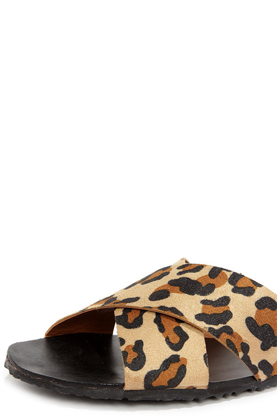 leopard elastic sandals